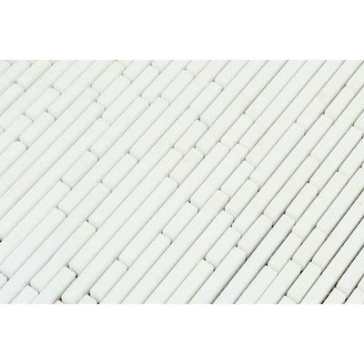 Thassos White Marble Polished Bamboo Sticks Design Mosaic Tile - TILE AND MOSAIC DEPOT