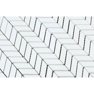 Thassos White Marble Mini Chevron Honed Mosaic Tile - TILE AND MOSAIC DEPOT