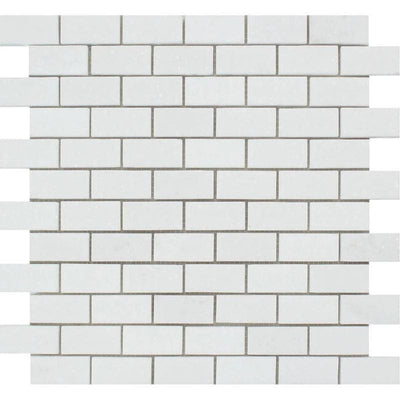 Thassos White Marble 1x2 Honed Mosaic Tile - TILE AND MOSAIC DEPOT