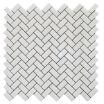 Thassos White Marble 1x2 Herringbone Honed Mosaic Tile - TILE AND MOSAIC DEPOT