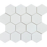 Thassos White Marble 3x3 Hexagon Honed Mosaic Tile - TILE AND MOSAIC DEPOT