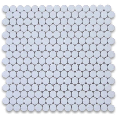 Thassos White Marble Penny Round Honed Mosaic Tile - TILE AND MOSAIC DEPOT