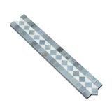 2 x 12 Polished Thassos White Marble BIAS Border w/ Blue-Gray Dots.