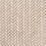 Ivory Travertine 1x2 Herringbone Tumbled Mosaic Tile - TILE AND MOSAIC DEPOT