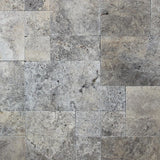 Silver Travertine 3cm Paver Tumbled Versailles Pattern - TILE AND MOSAIC DEPOT