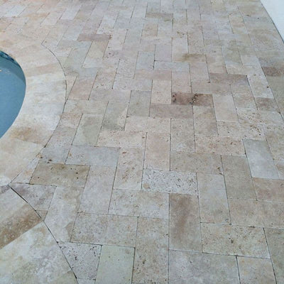 Walnut Travertine 6x12 Paver Tumbled - TILE & MOSAIC DEPOT