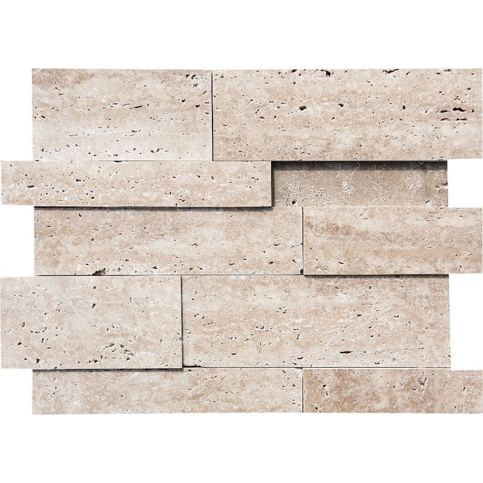 Walnut Travertine 3D Honed Jumbo Wall Panel - TILE AND MOSAIC DEPOT