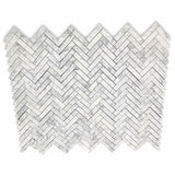 White Carrara Marble 1x4 Herringbone Polished Mosaic Tile - TILE AND MOSAIC DEPOT