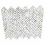 White Carrara Marble 1x4 Herringbone Honed Mosaic Tile - TILE AND MOSAIC DEPOT